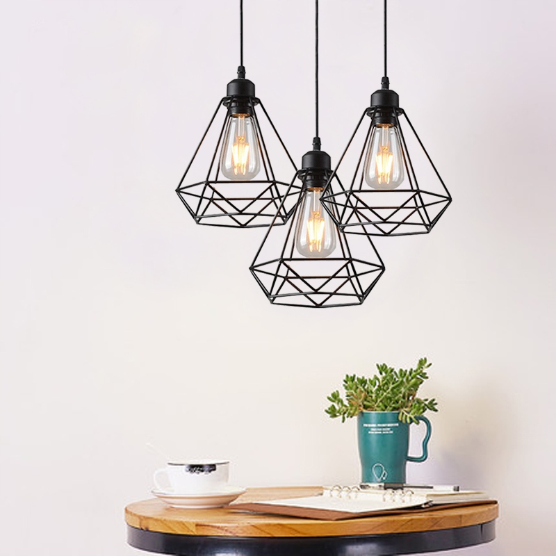 LAMPA SUFITOWA WISZĄCA W STYLU LOFT RENO 3x E27 LE Kolor czarny