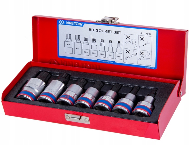 ZESTAW NASADKI SPLINE 1 2 M6 M18 KING TONY 4117PR