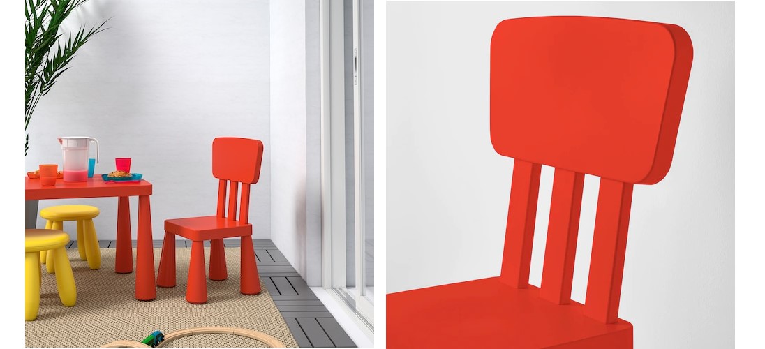 IKEA MAMMUT Krzesełko dziecięce czerwone Kolor odcienie czerwieni
