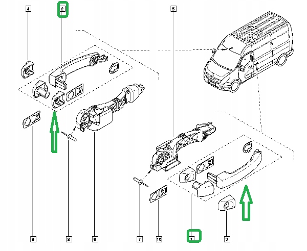 ORYGINALNA Klamka RENAULT MASTER III 2010 ORYGINAŁ 806073022R Typ samochodu Samochody dostawcze