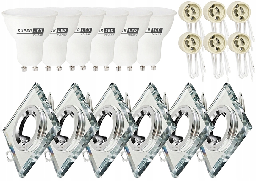 

6x oprawa halogenowa Szklana kw 6x Led GU10 3W