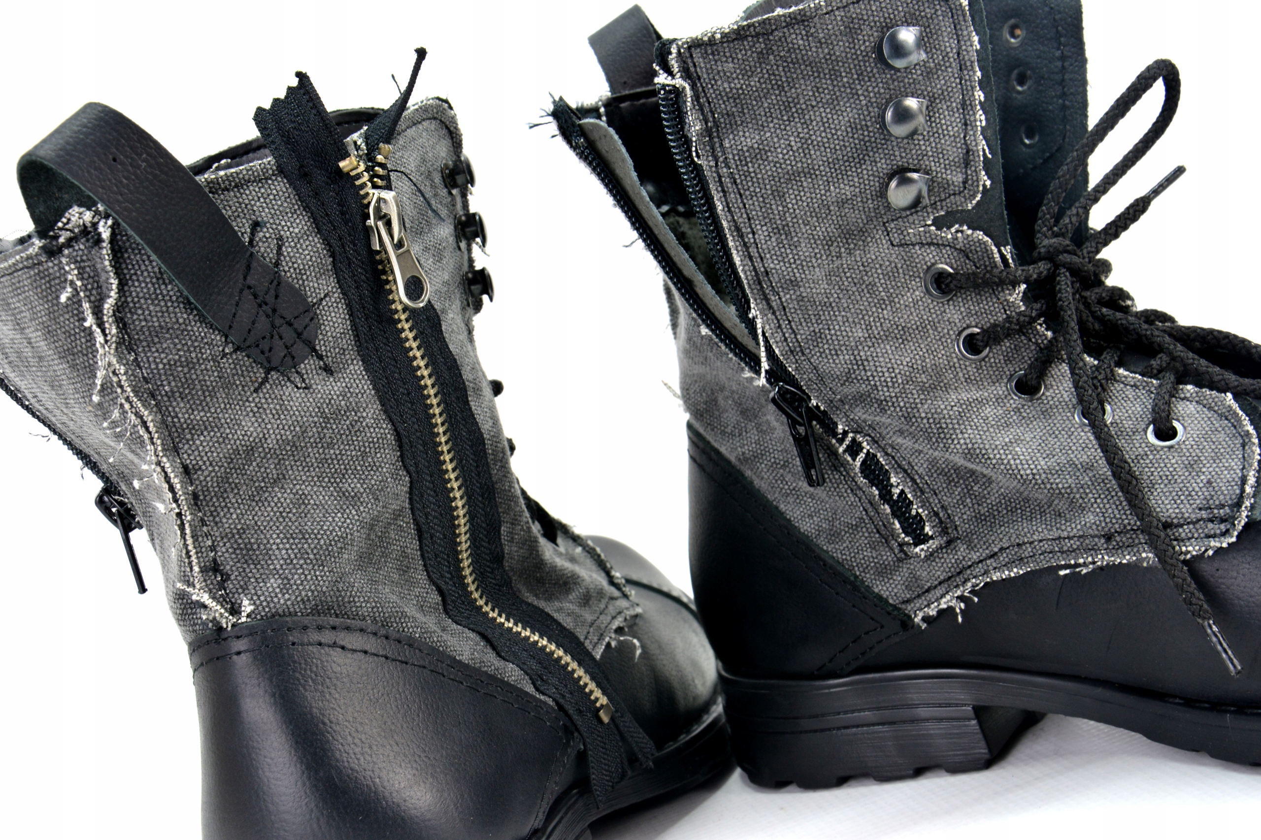 25 CZARNE militarne pojechane POLSKIE skóra 43 Rozmiar 43