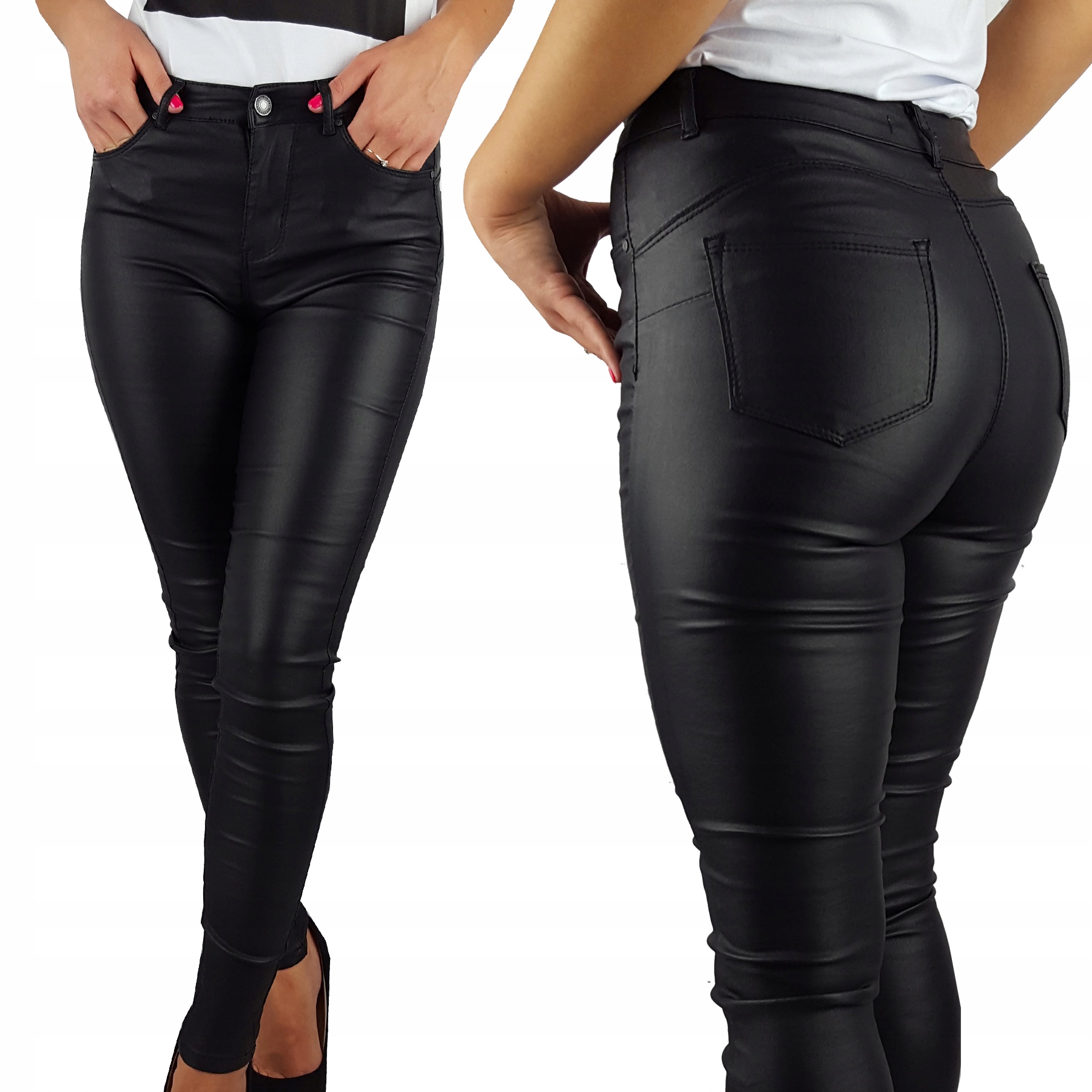 

Damskie Spodnie Woskowane Skóra Push-up Plus Size