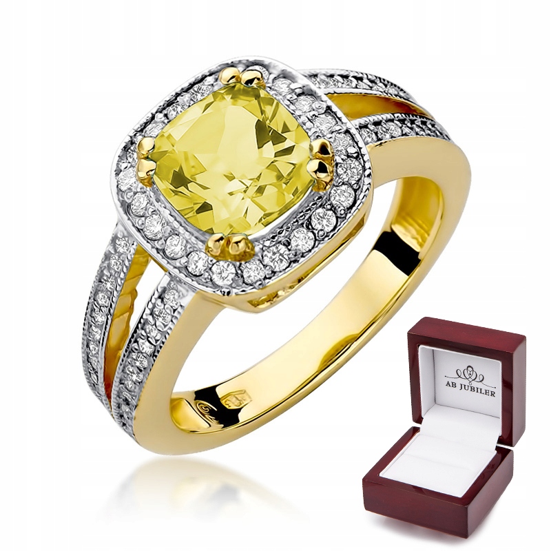 

Złoty 585 Pierścionek Cytryn 2,00ct Brylanty