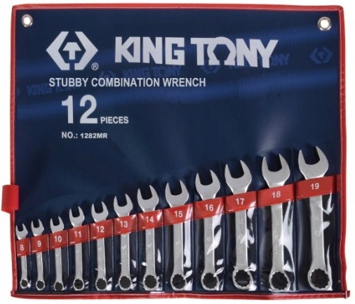 Očkoploché kľúče Krátke 8-19 mm 12 ks King Tony Silné Etiu 1282MR