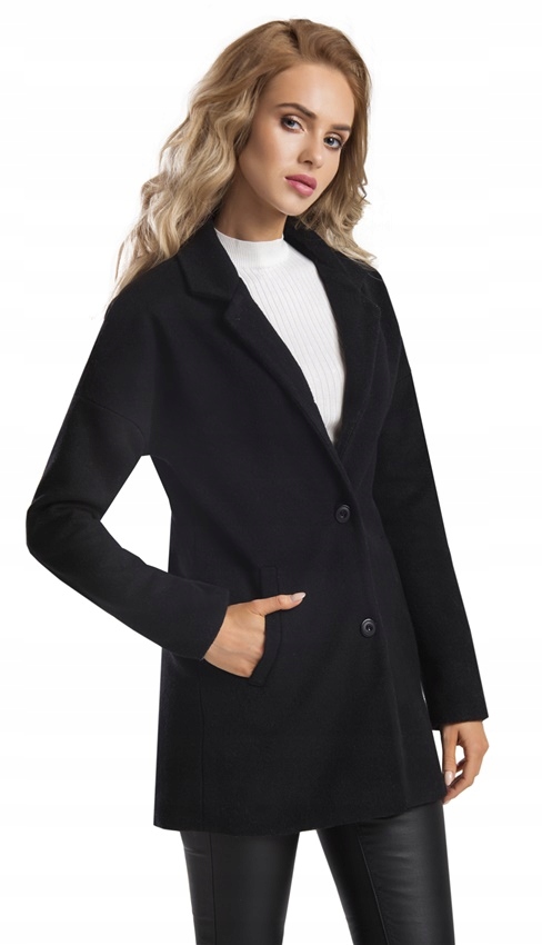 Płaszcz damski flausz kurtka kobiecy płaszczyk 46 Długość do bioder