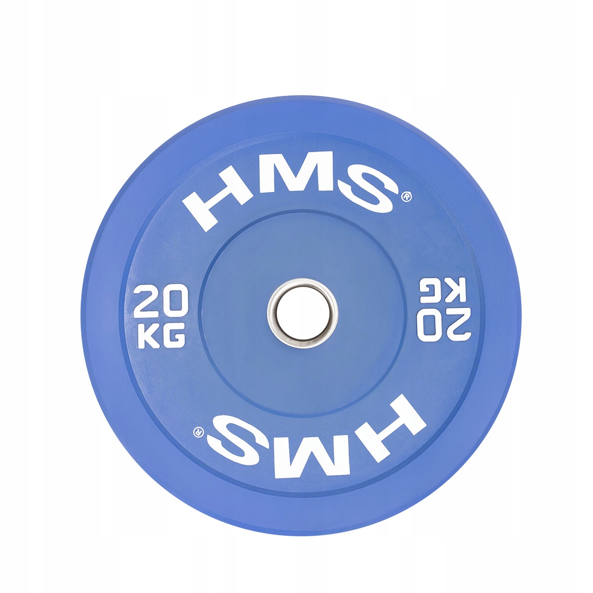 Olympijský bumper talíř 20 kg závaží pogumovaný na činku modrý Hms