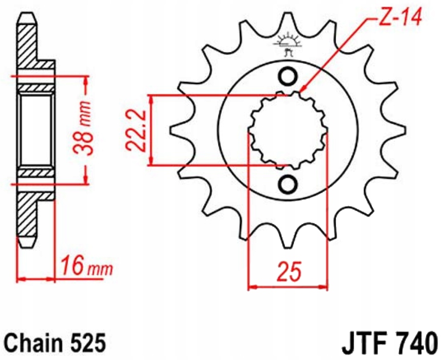 Přední ozubené kolo Jt 14-16 Ducati St 4S 996 01-05 Nové