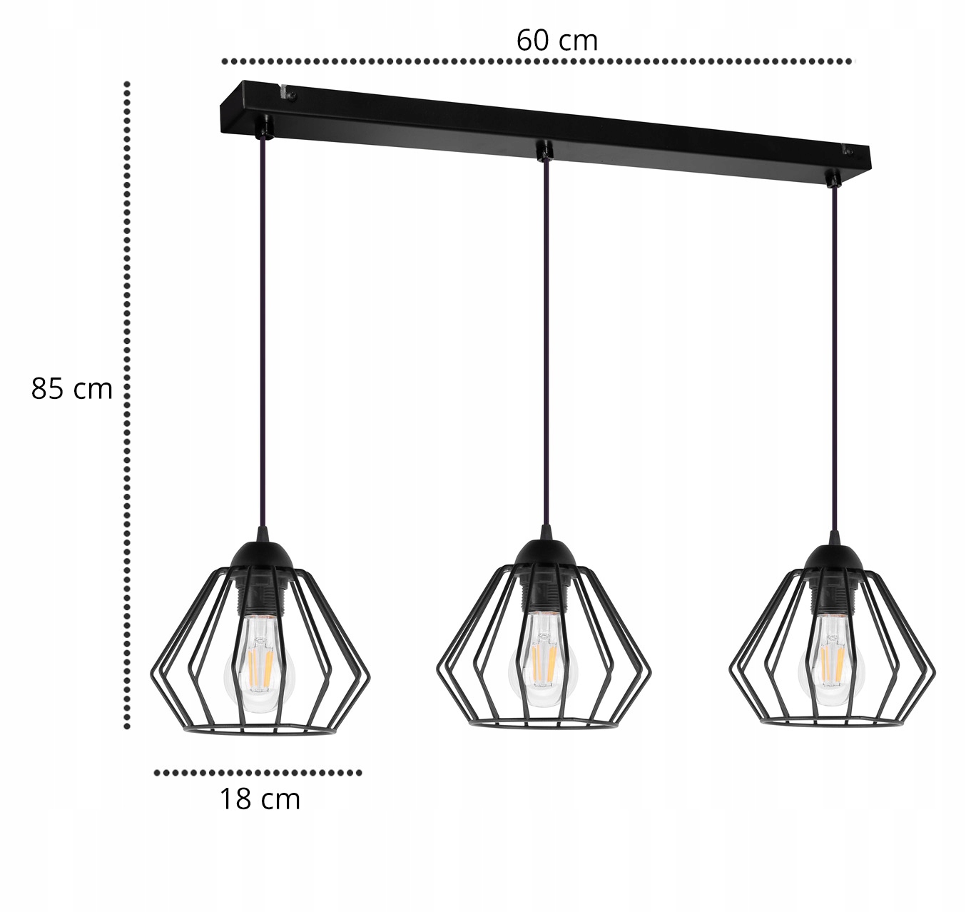 SUFITOWA LAMPA WISZĄCA DIAMENT LOFT EDISON LED Rodzaj lampy Sufitowe - wiszące