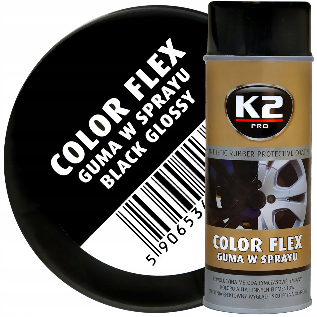 K2 Color Flex GUMA w SPRAYU CZARNY POŁYSK POWŁOKA Rodzaj powłoki gumowe