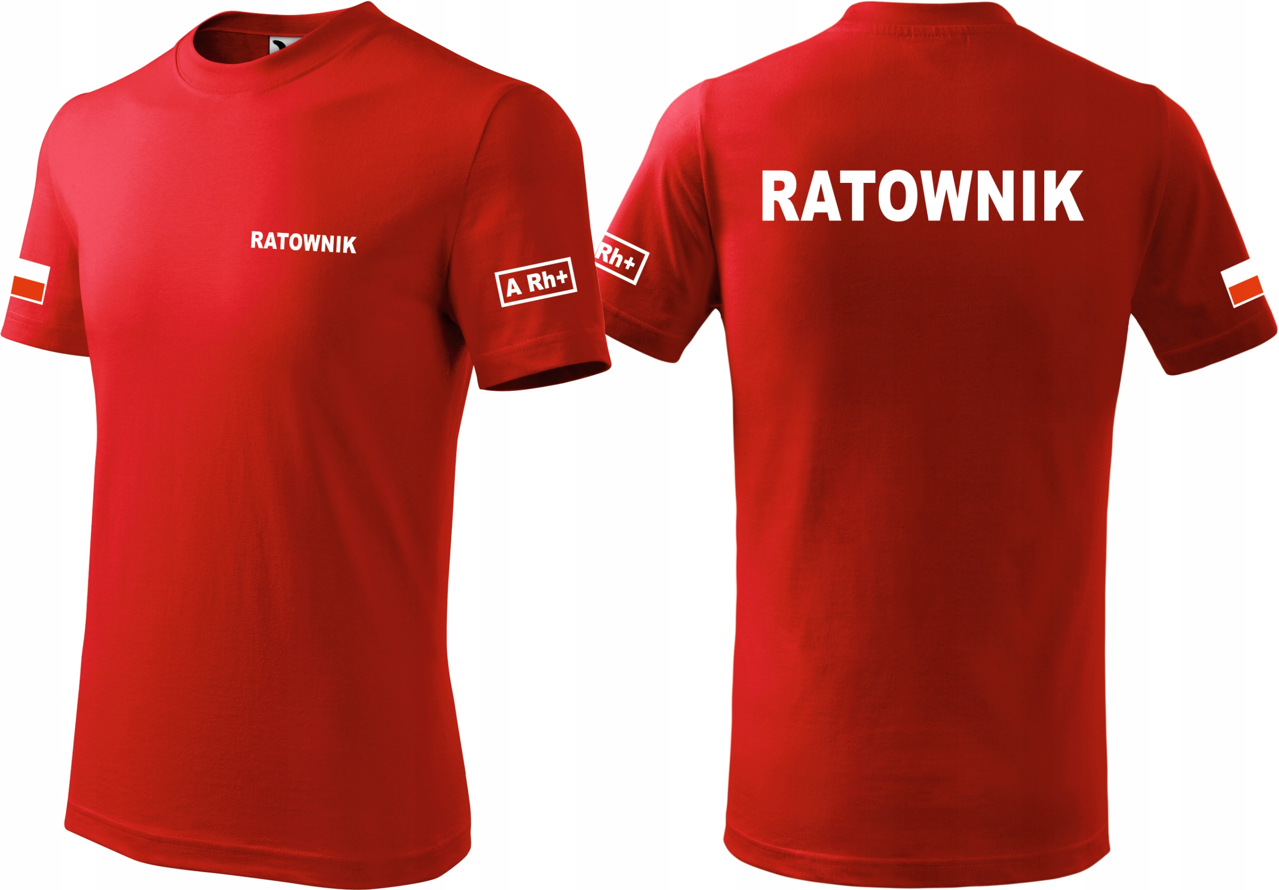 

Koszulka Ratownik + Grupa Krwi i flaga Polski S