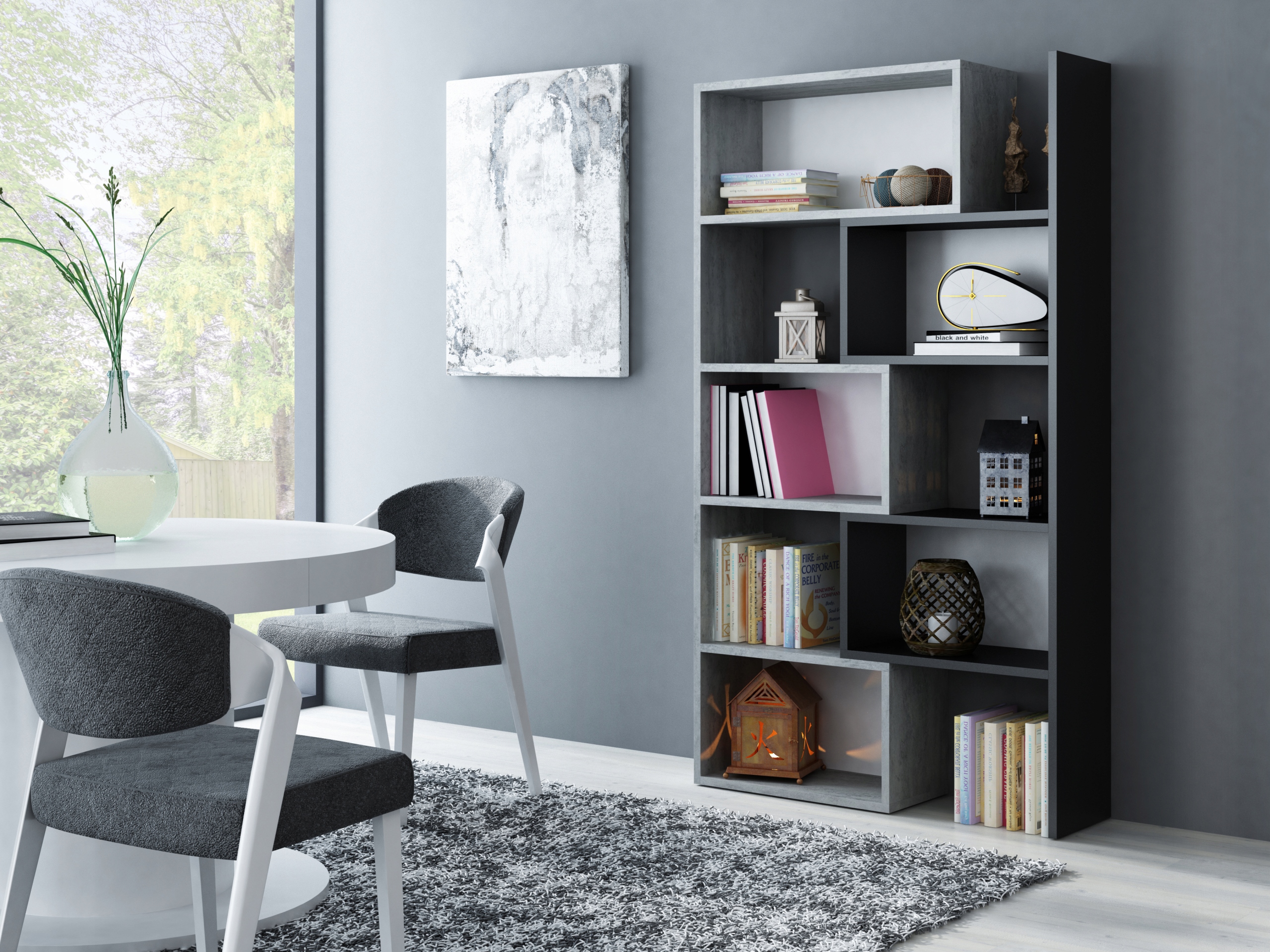 NOWOCZESNY REGAŁ ROZSUWANY Kolor mebla biały