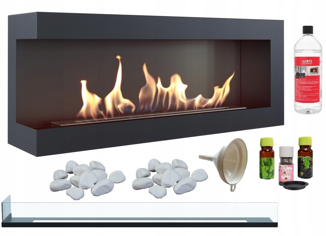 Biokominek narożny Delta lewa 120 Szyba Aroma płyn