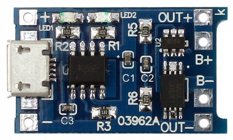 

Ładowarka Li-Ion Li-Poly TP4056 1A Micro Usb Zabez