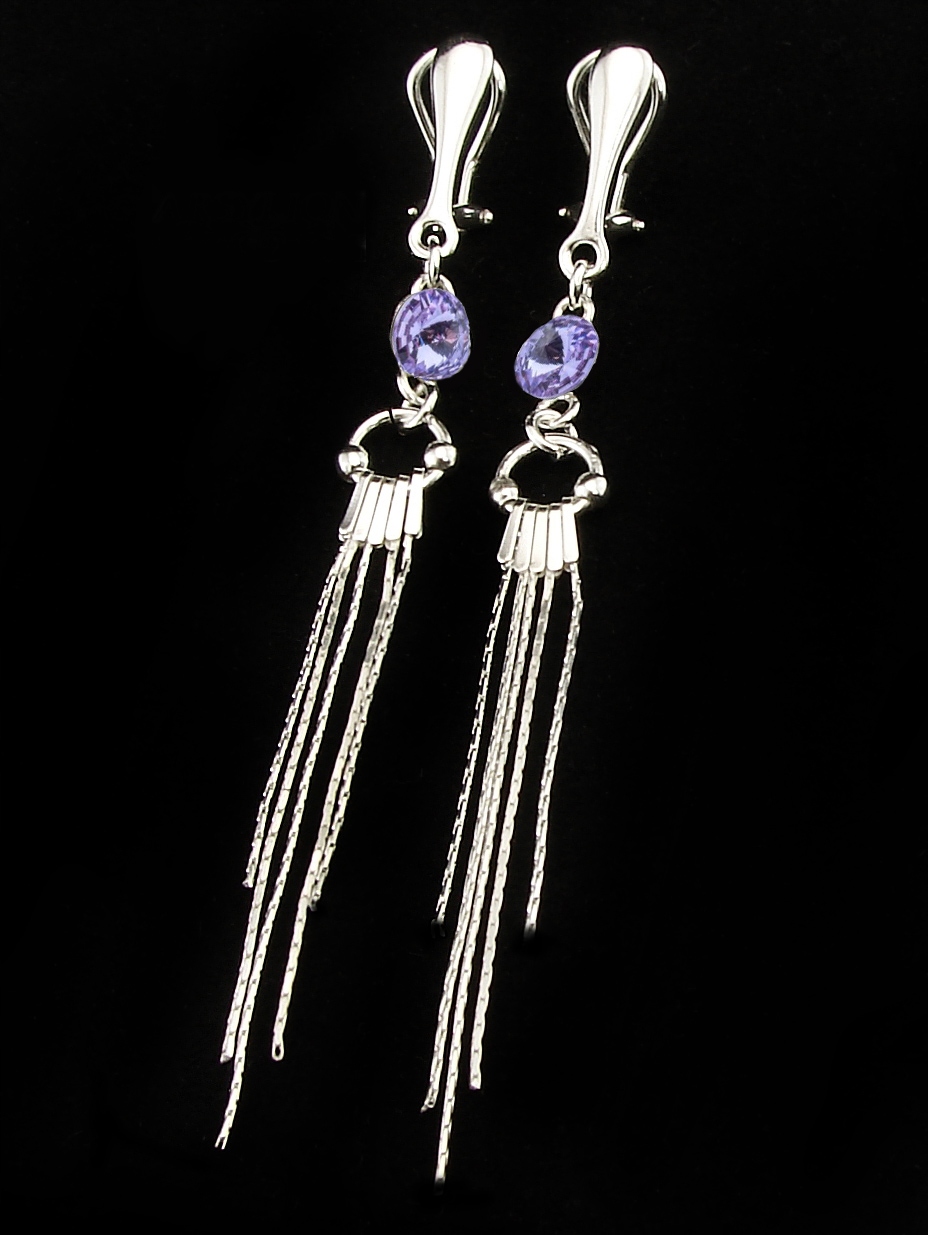 ARSYLION długie klipsy z element Swarovski violet Marka Arsylion
