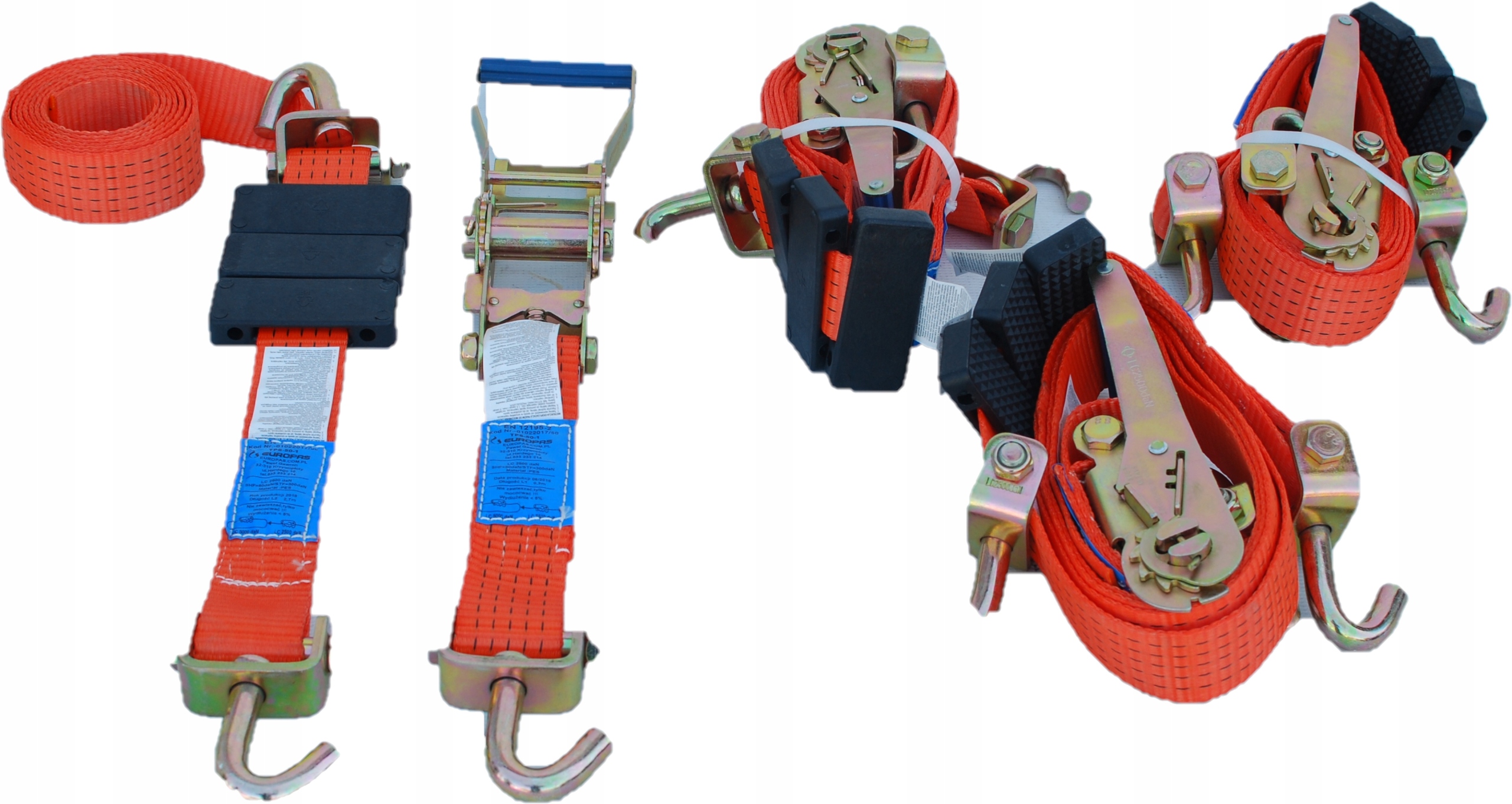 4X транспортний ремінь поворотні гачки 5T / 3M / 50mm 1k