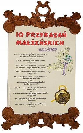 

Dyplom 10 Przykazań Małżeńskich Dla Żony Męża Ślub