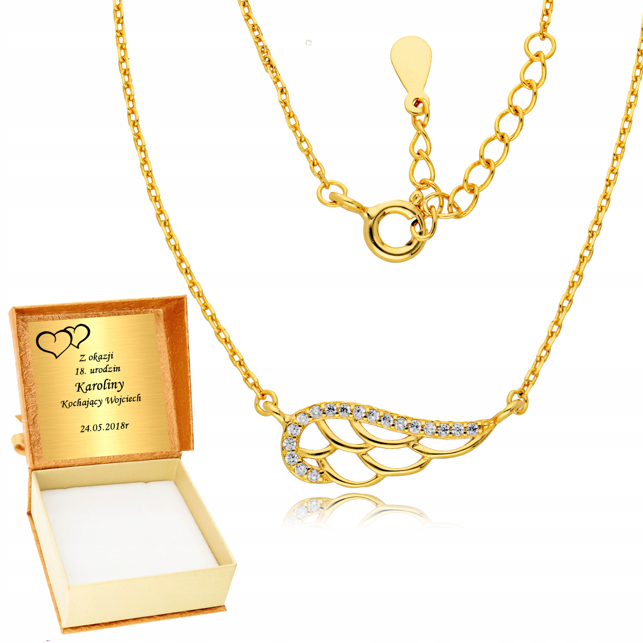 

Złoty Łańcuszek 925 Skrzydło Anioła Grawer