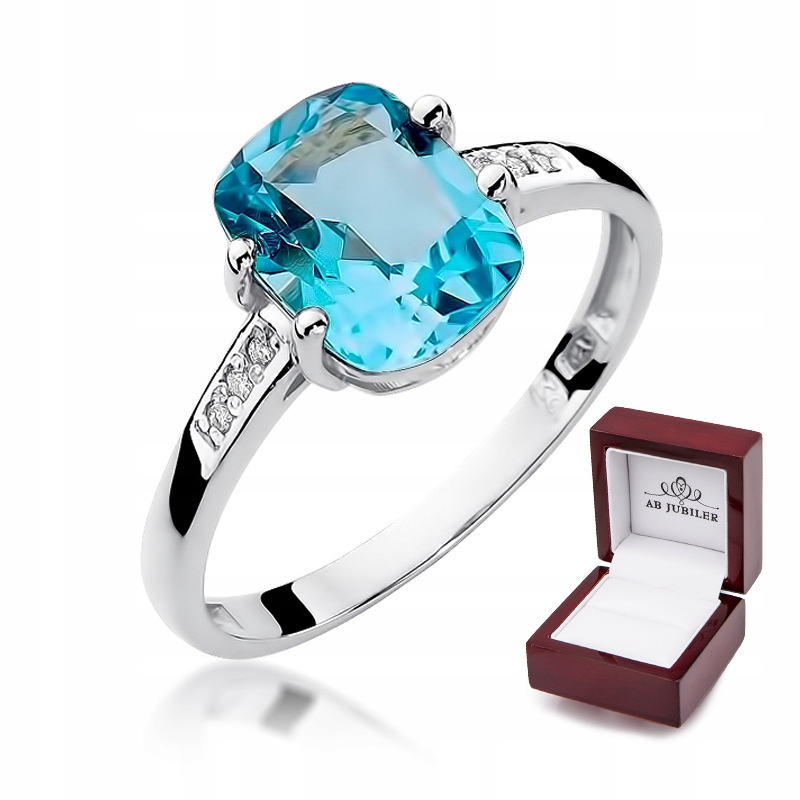 

Pierścionek Białe Złoto W-38 Topaz Brylanty