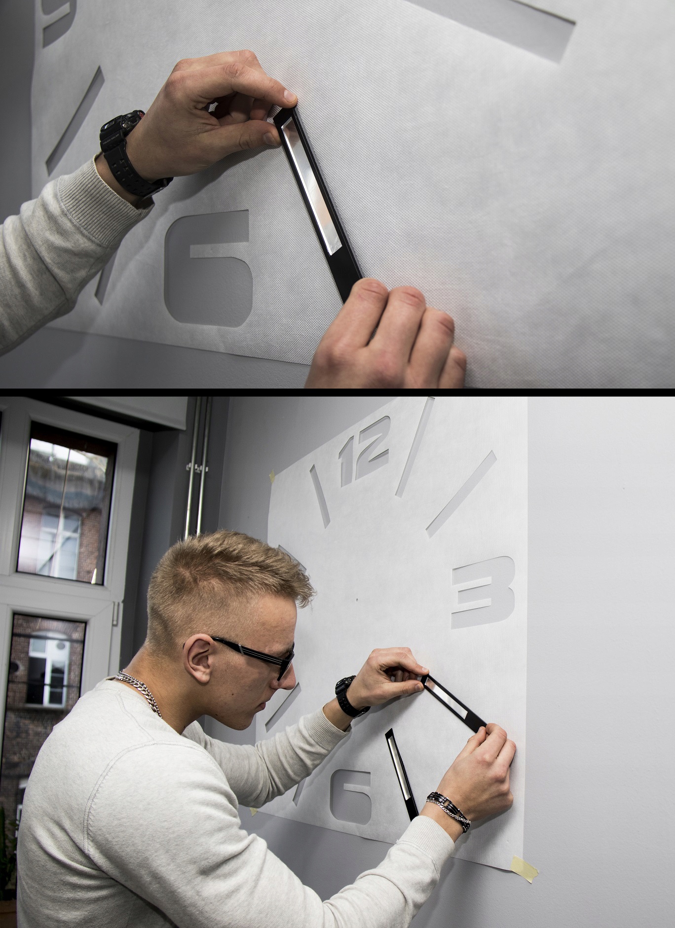 ŚLICZNY! LUSTRZANY ŚCIENNY zegar na ścianę DIY L65 Tarcza analogowa