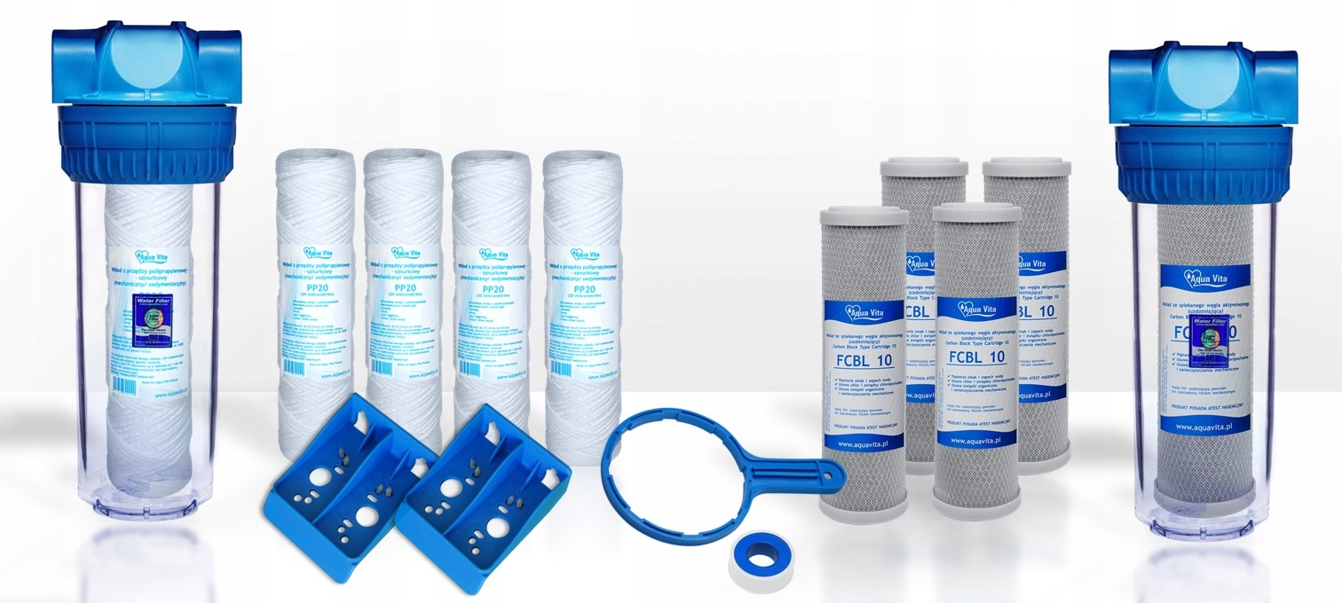 2 x KORPUS NARUROWY 3/4 FILTR WODY + 10 WKŁADÓW ! Kod producenta FHPR-3BS