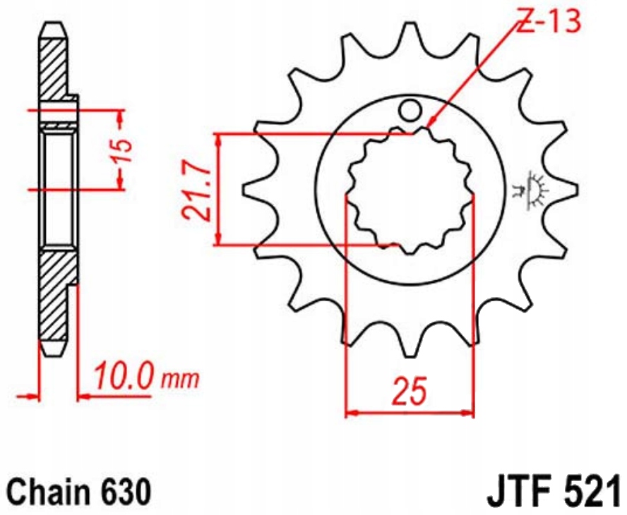 Přední ozubení JTF521-15 Kawasaki Z 1000 H Injec