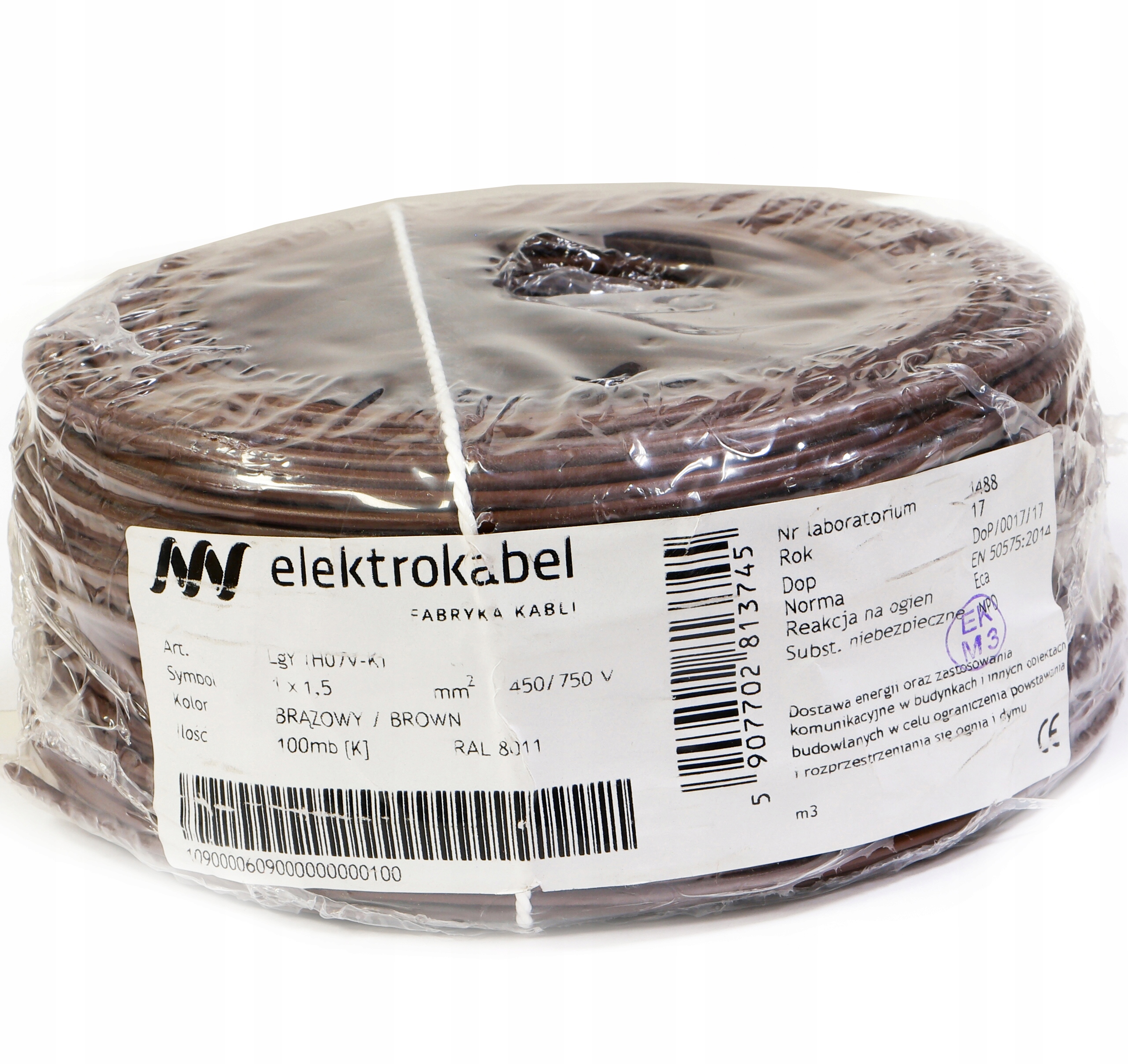 Kábel lankový Lgy 1,5 mm hnedý 100 m 750 V