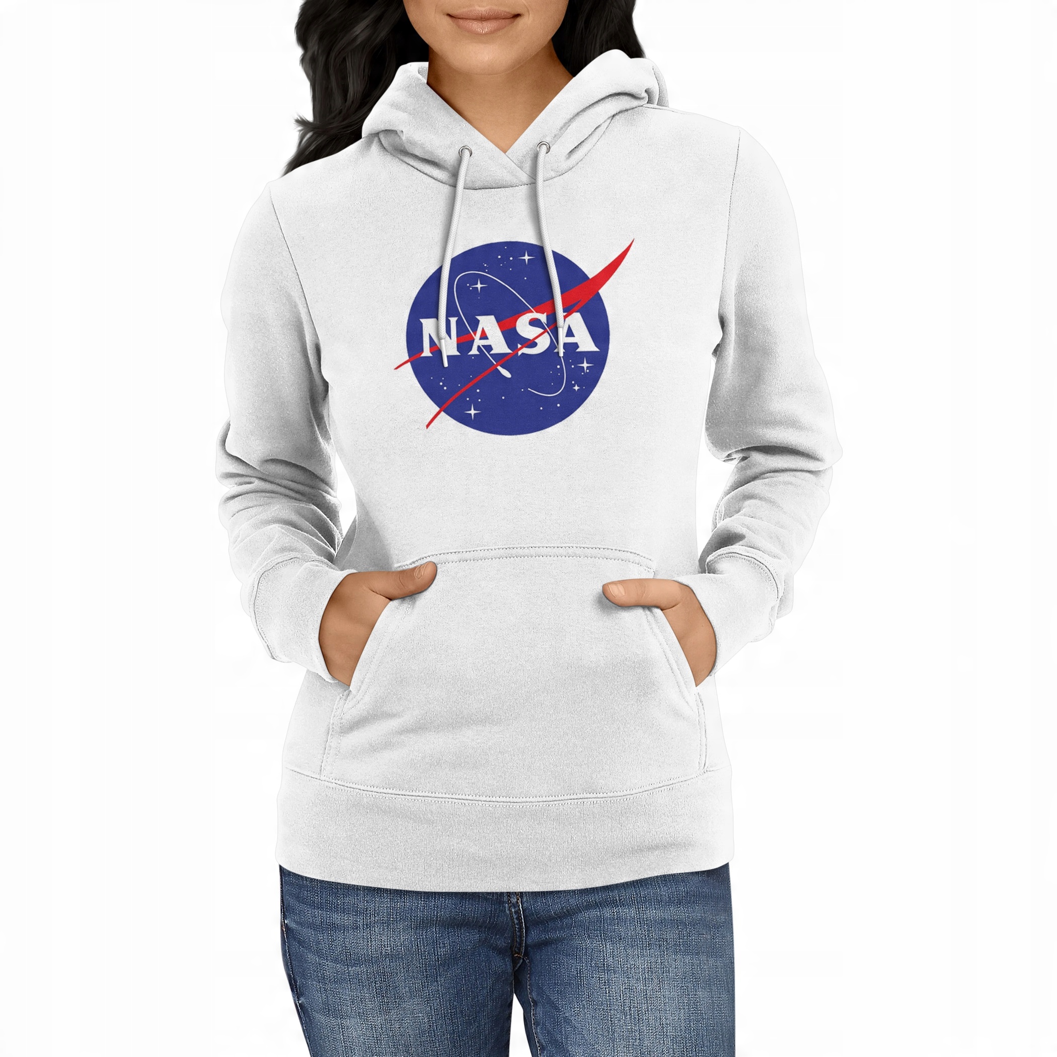 

Bluza Nasa damska z kapturem, prezent, biała S