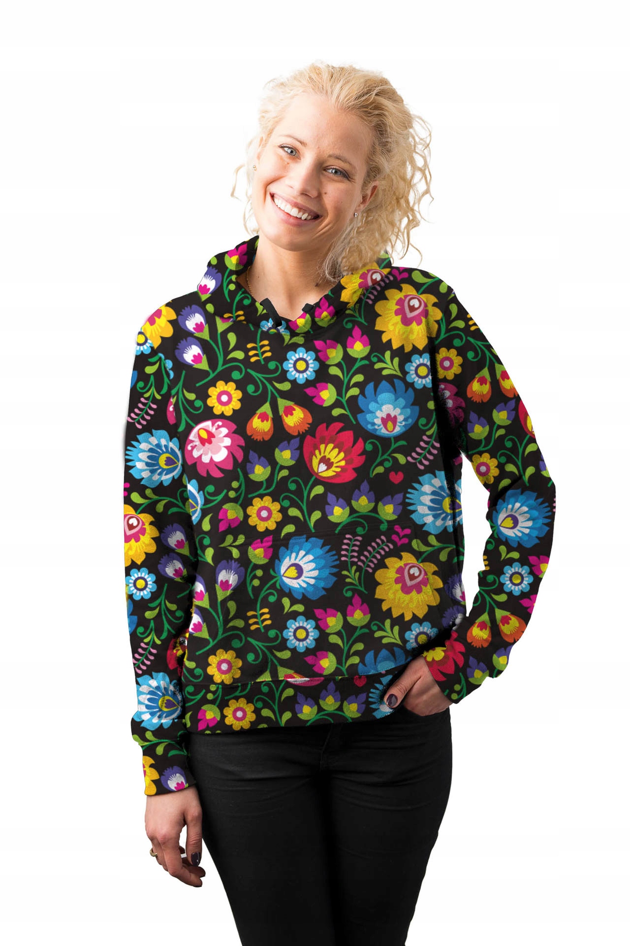 

Bluza Z Kapturem L Kwiaty Łowickie Nadruk 3D Pl