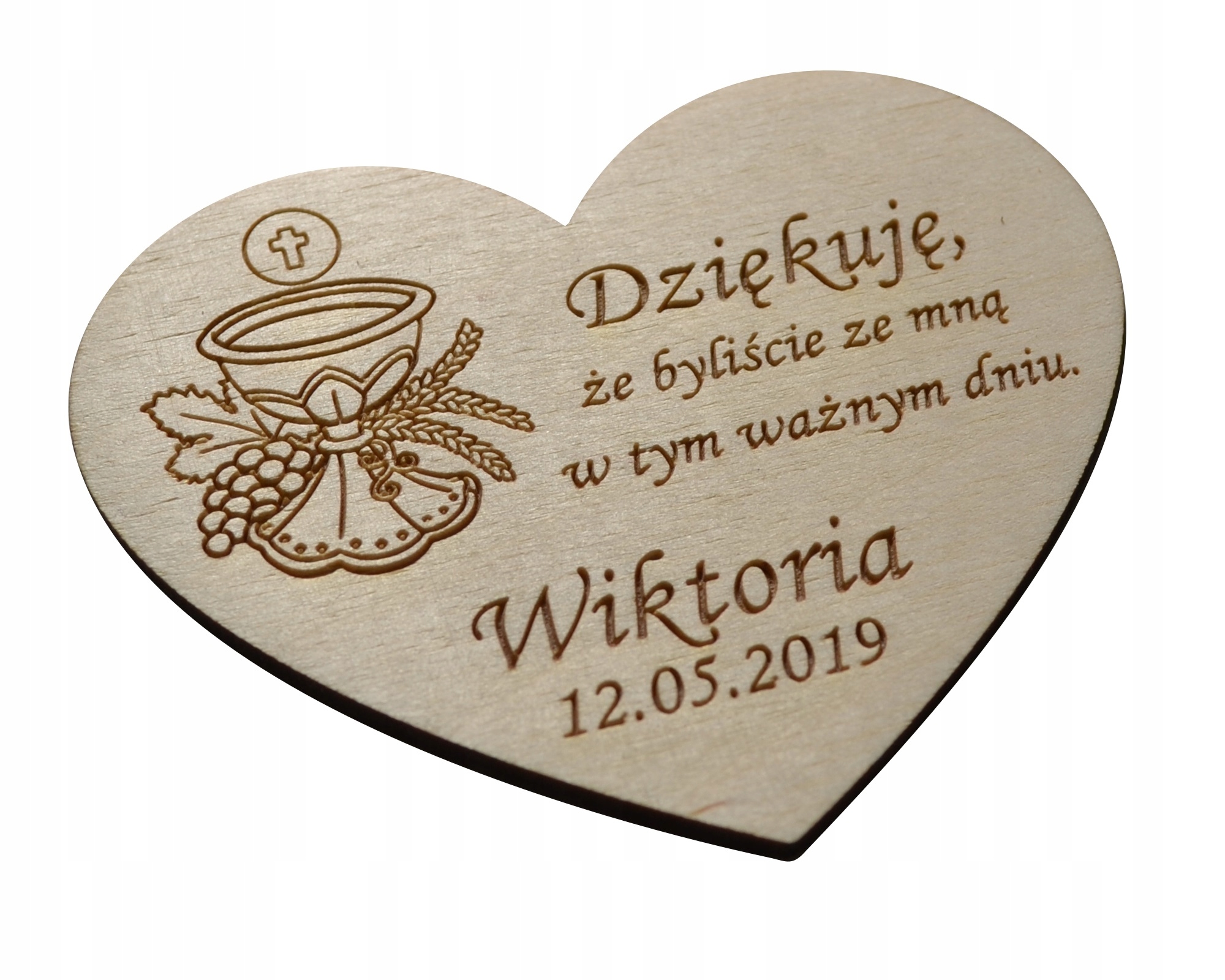 PODZIĘKOWANIE GOŚCI SERCE ŚLUB KOMUNIA MAGNES