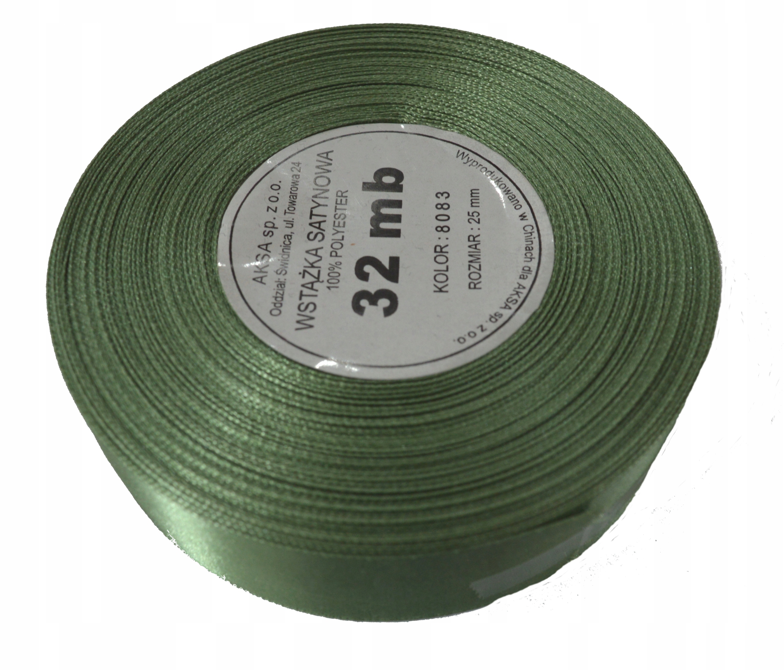 Tasiemka 25mm Wstążka Satynowa 32mb Zielony Nr 83