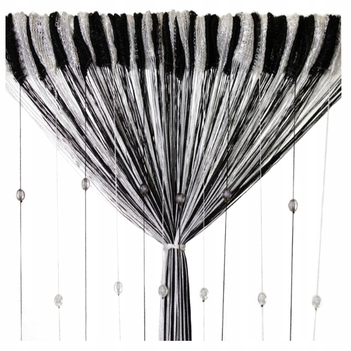 Záclony Těstoviny S Korálky záclona těstoviny 300 x 250 cm výška černá bílá