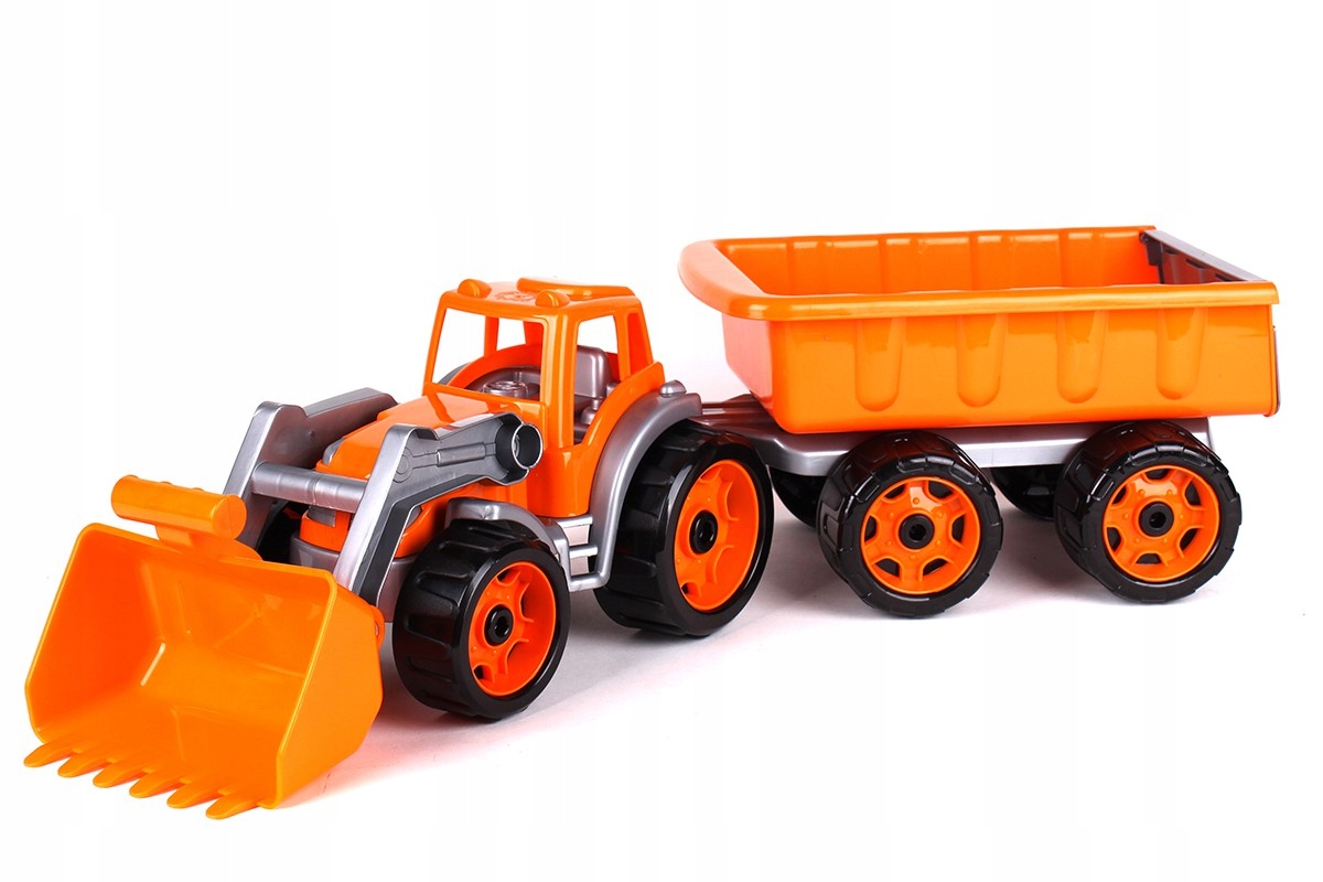 DUZY 65cm Traktor ciągnik z przyczepą Materiał plastik