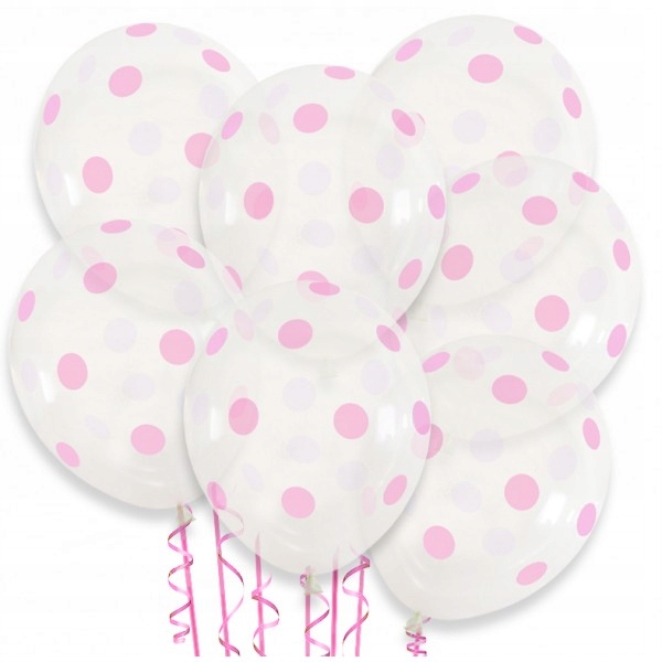 

Zestaw balonów przeźroczyste w różowe grochy