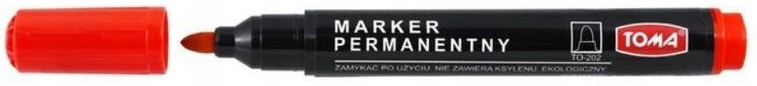 MARKER PERMANENTNY Z OKRAGŁĄ KOŃCÓWKĄ, CZERWONY, TOMA TO-202