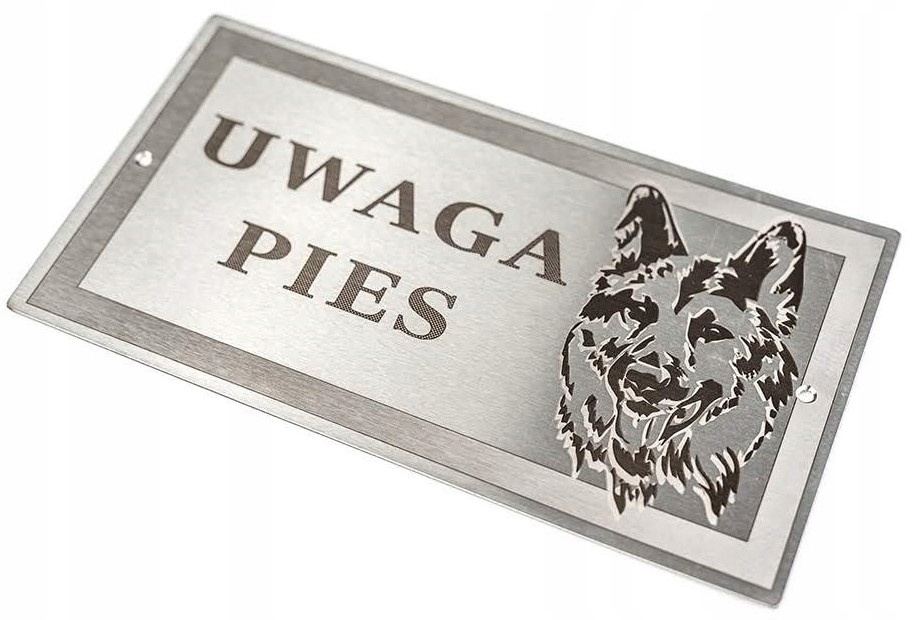 

Tabliczka Uwaga Pies - stal nierdzewna Inox laser
