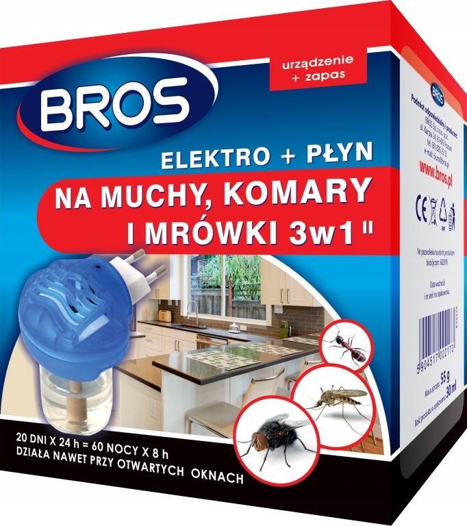 ELEKTRO FUMIGATOR NA MRÓWKI MUCHY KOMARY BROS PŁYN