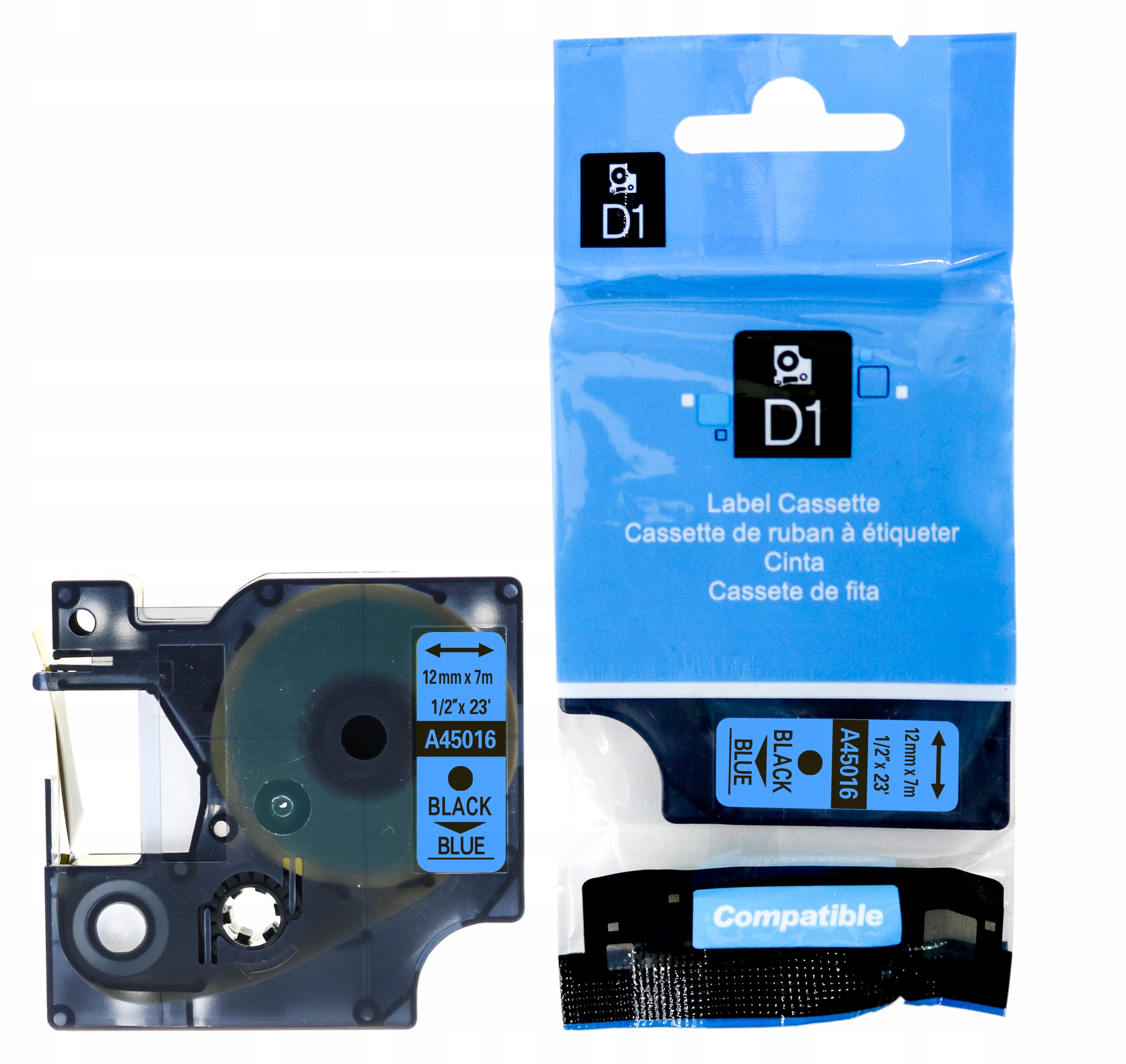 Taśma do Dymo D1 45016 12mm niebieska/czarny