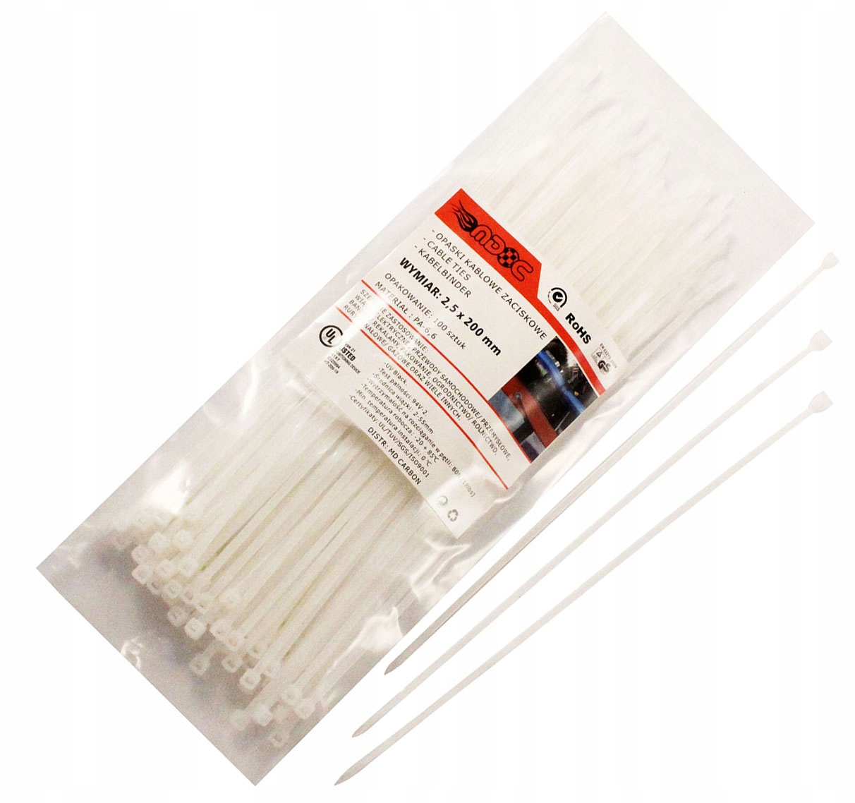 MDC ZIP-Clamps opaski zaciskowe kablowe Uv 200x2,5
