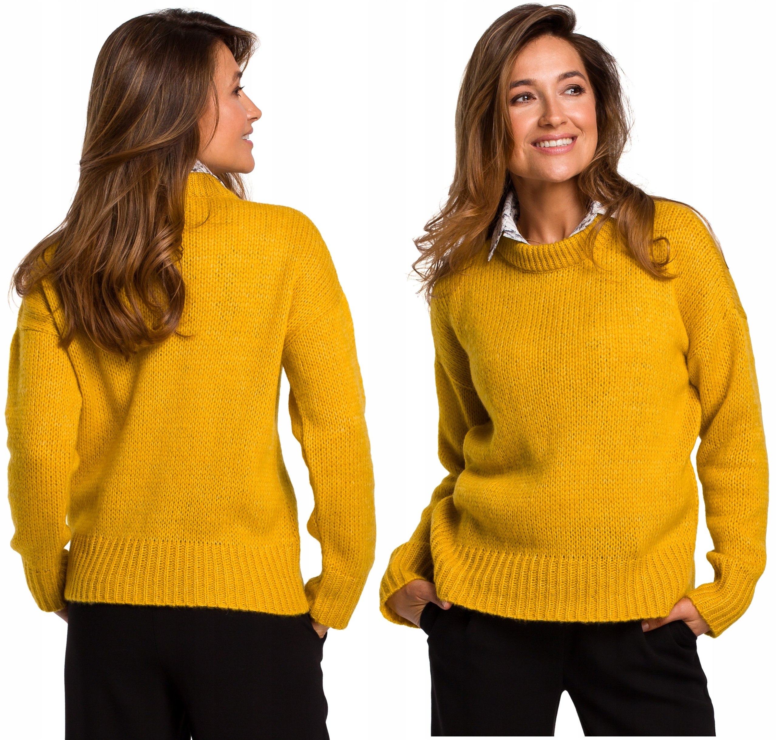 

Klasyczny Luźny Sweter Damski Ciepły Półgolf