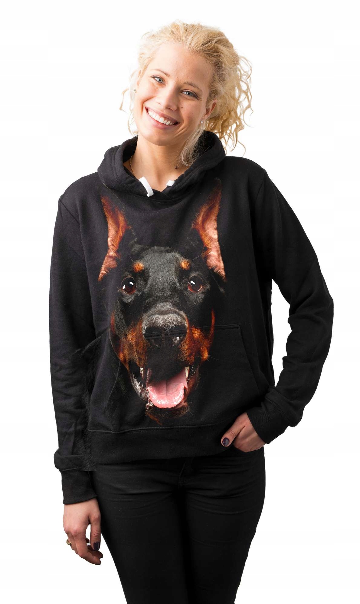 

Bluza Z Kapturem S Doberman Nadruk 3D Polska