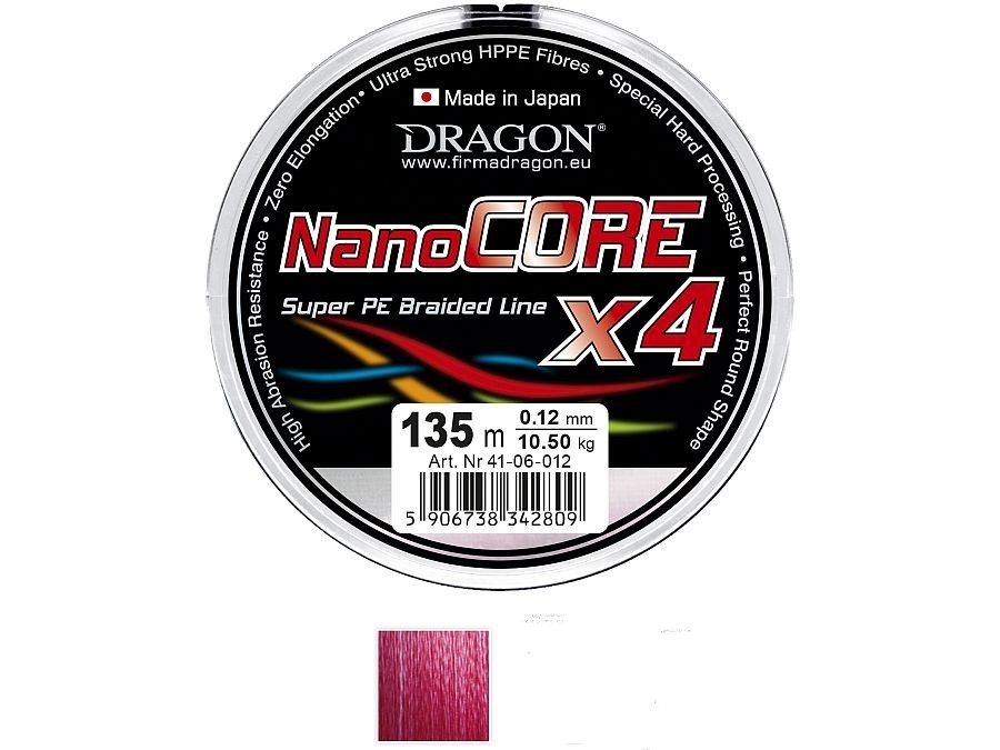 

Plecionka Dragon Nano Core czerwona 0,16mm/135m