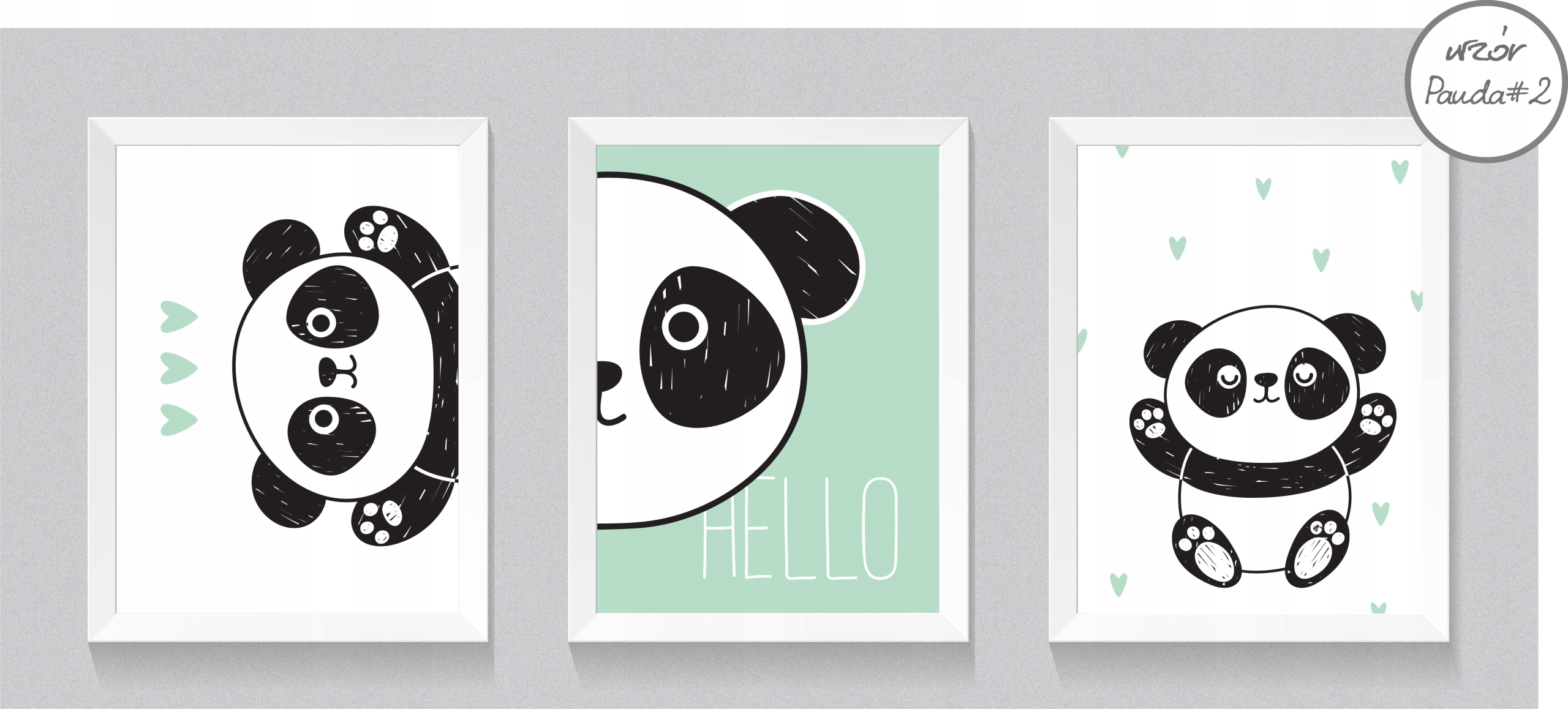 PANDA zestaw TRZECH obrazków plakatów A3 + RAMKI! Kod producenta plakat