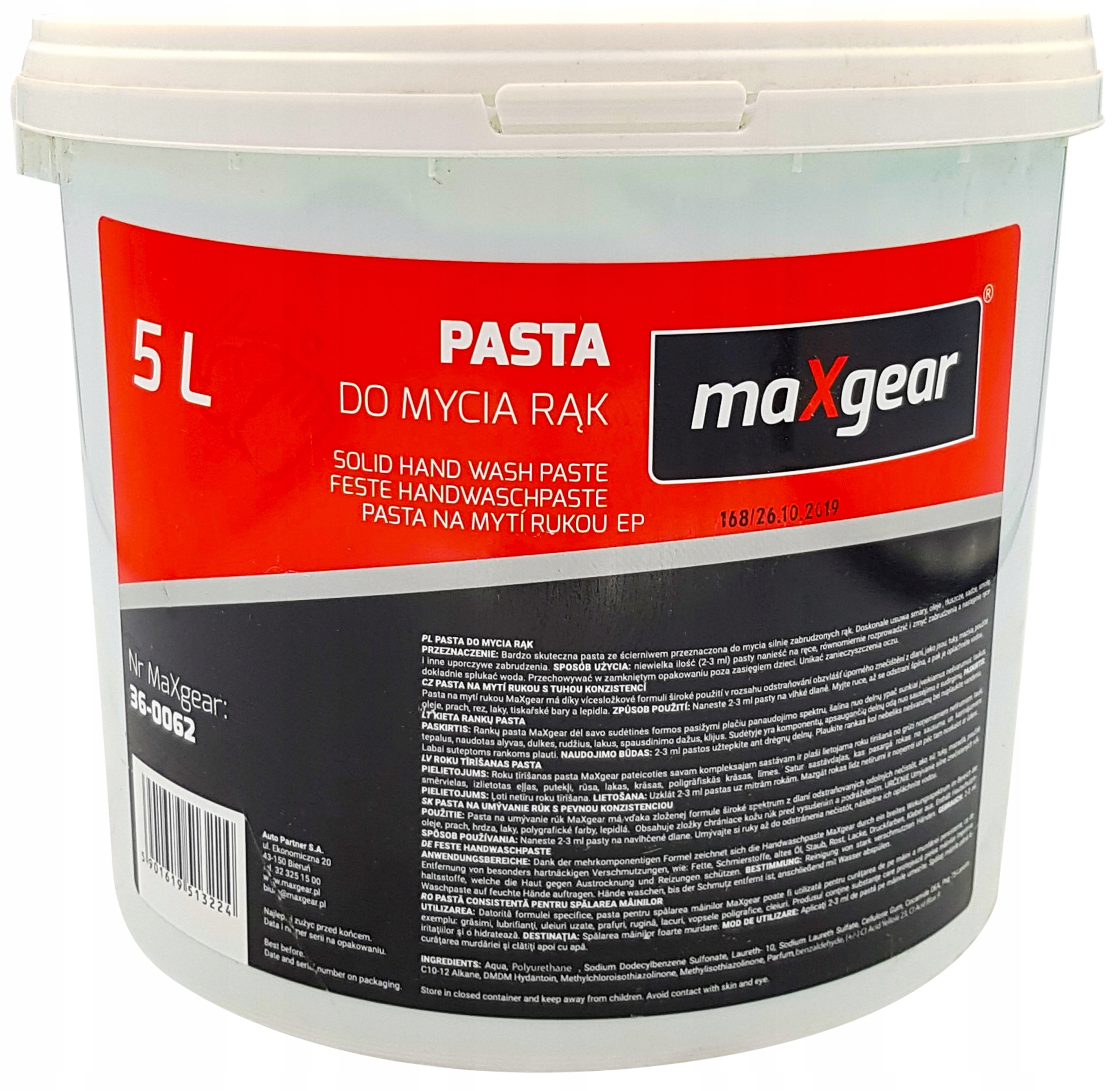 

Pasta 5L Do Mycia Silnie Zabrudzonych Rąk Maxgear