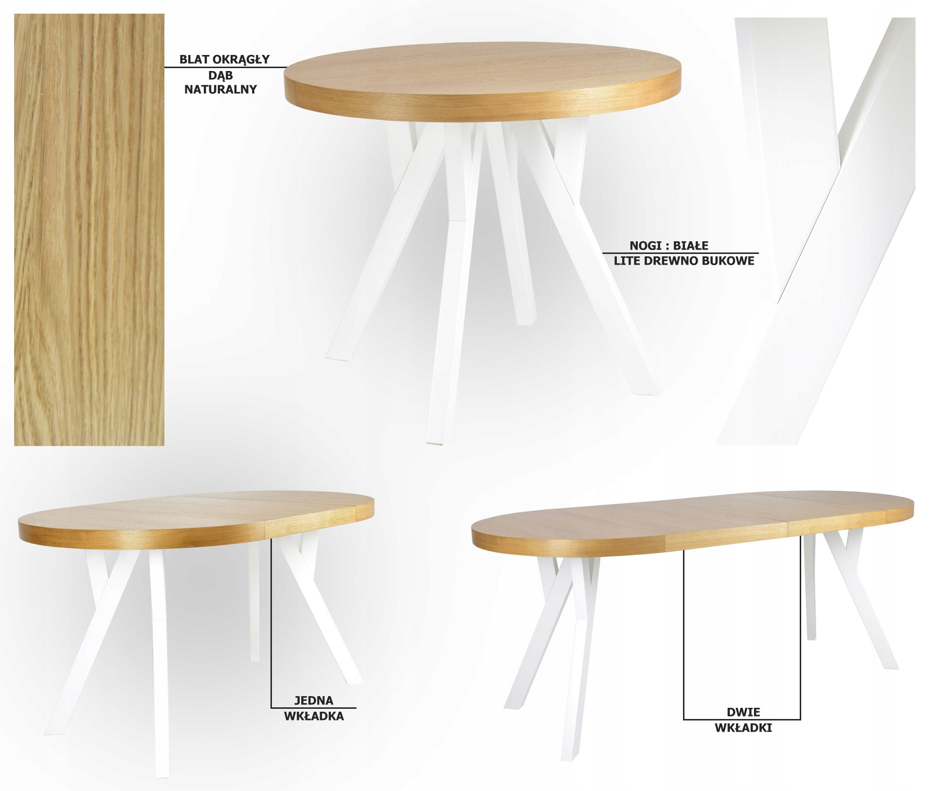 STÓŁ OKRĄGŁY ROZKŁADANY 90/2X50 LOFT Kod producenta S-3