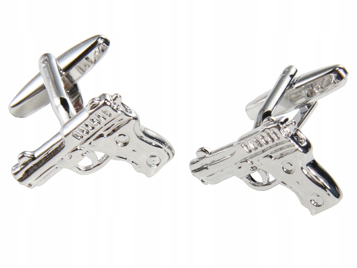 SPINKI DO MANKIETÓW SREBRNE PISTOLETY W PUDEŁKU Marka Inna marka