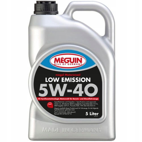 

Meguin Low Emission 5W40 5L Vw 505 01, Bmw LL-04