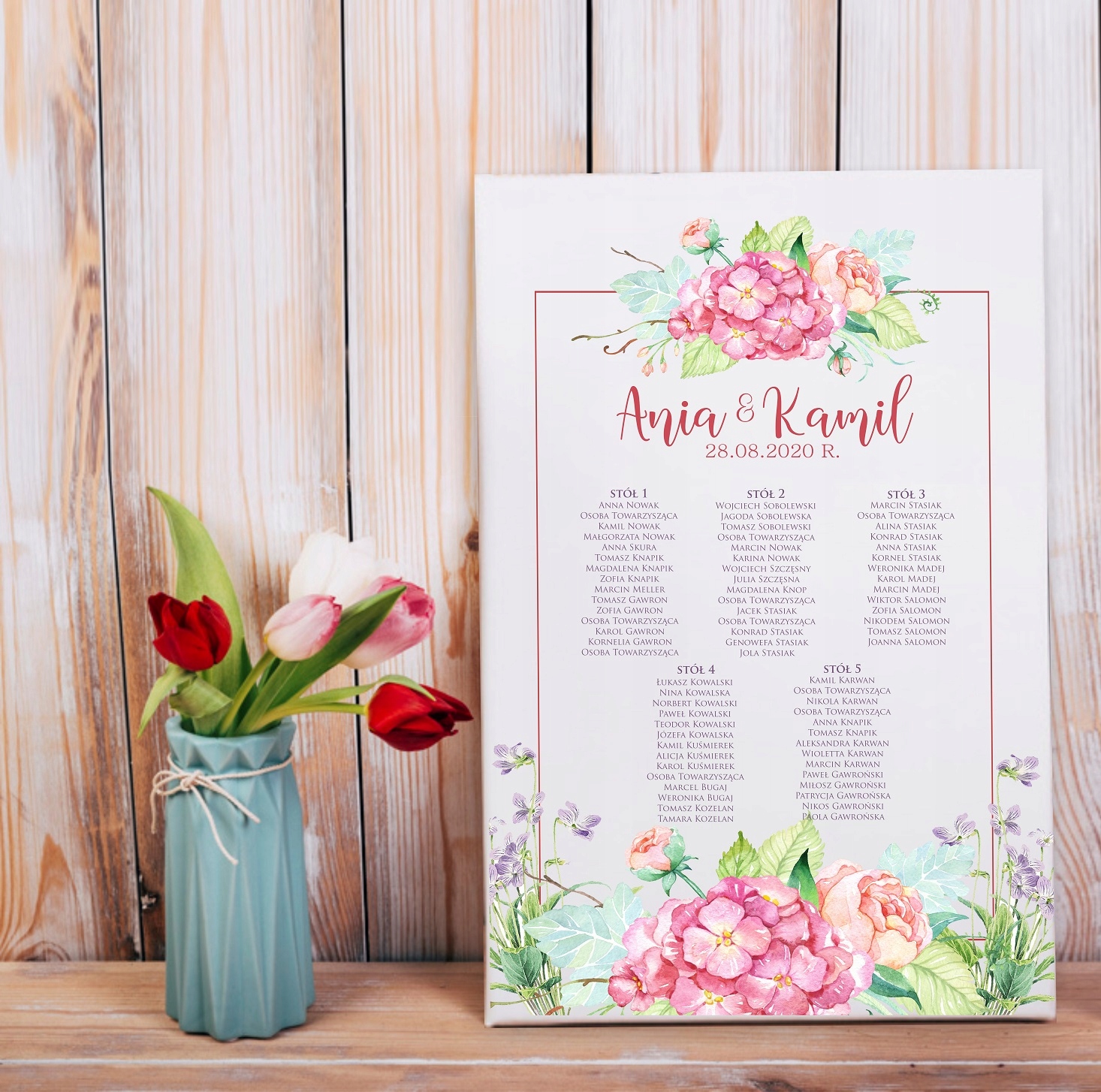 HYMN O MIŁOŚCI tabliczki 16 szt 20x30cm weselne Kolor dominujący inny