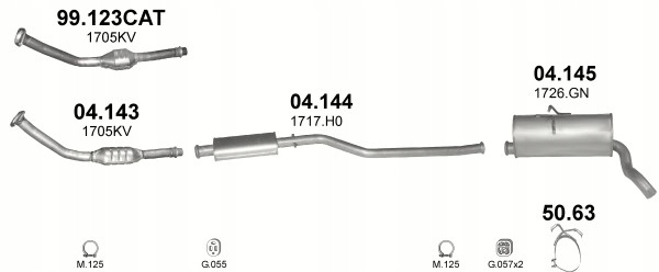 Tłumiki kompl.Citroen Berlingo 2,0HDi 99-03+obejmy Producent części Polmostrów