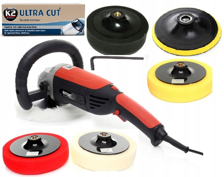 

Polerka Samochodowa Zestaw 180mm Gąbki Pasta Futro